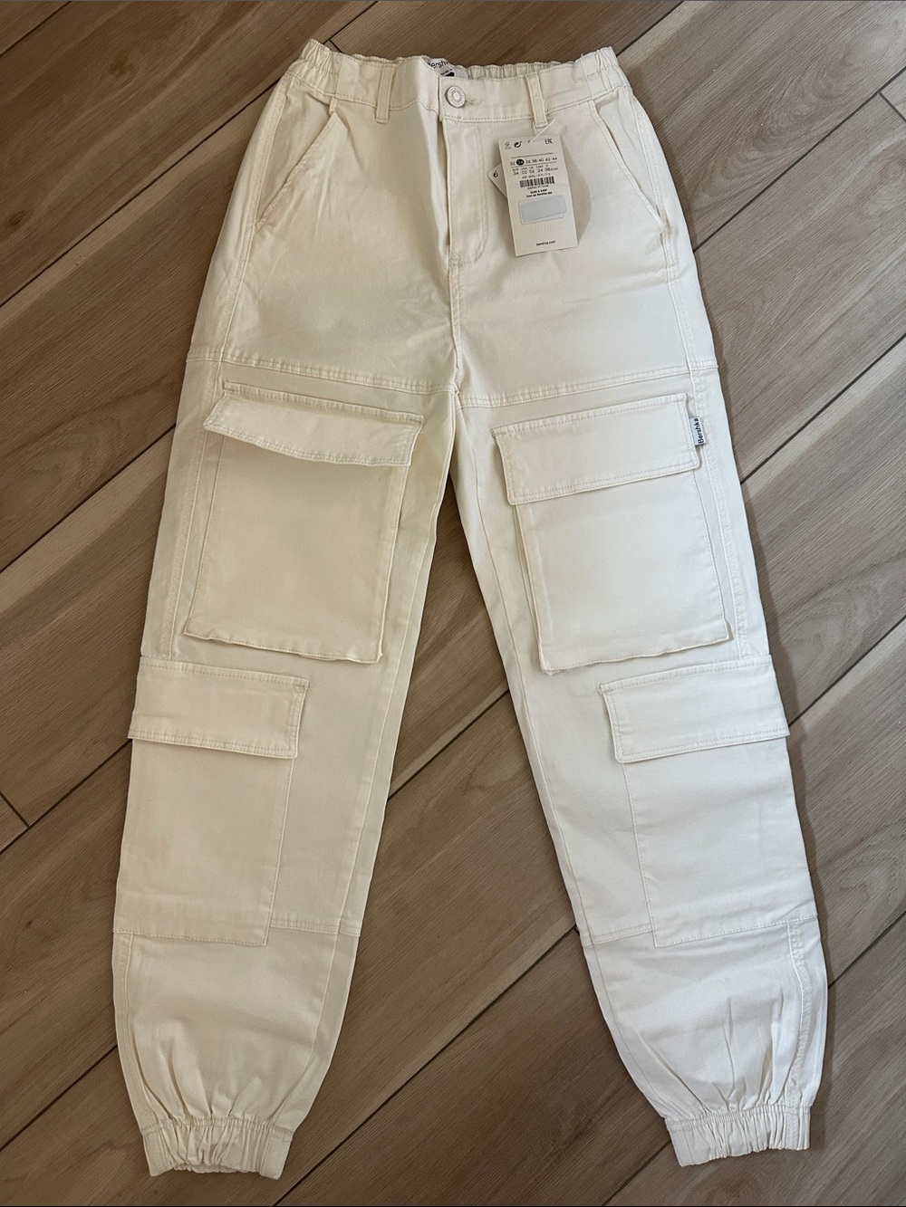 NWT Bershka High-Rise Cream Utility Pants